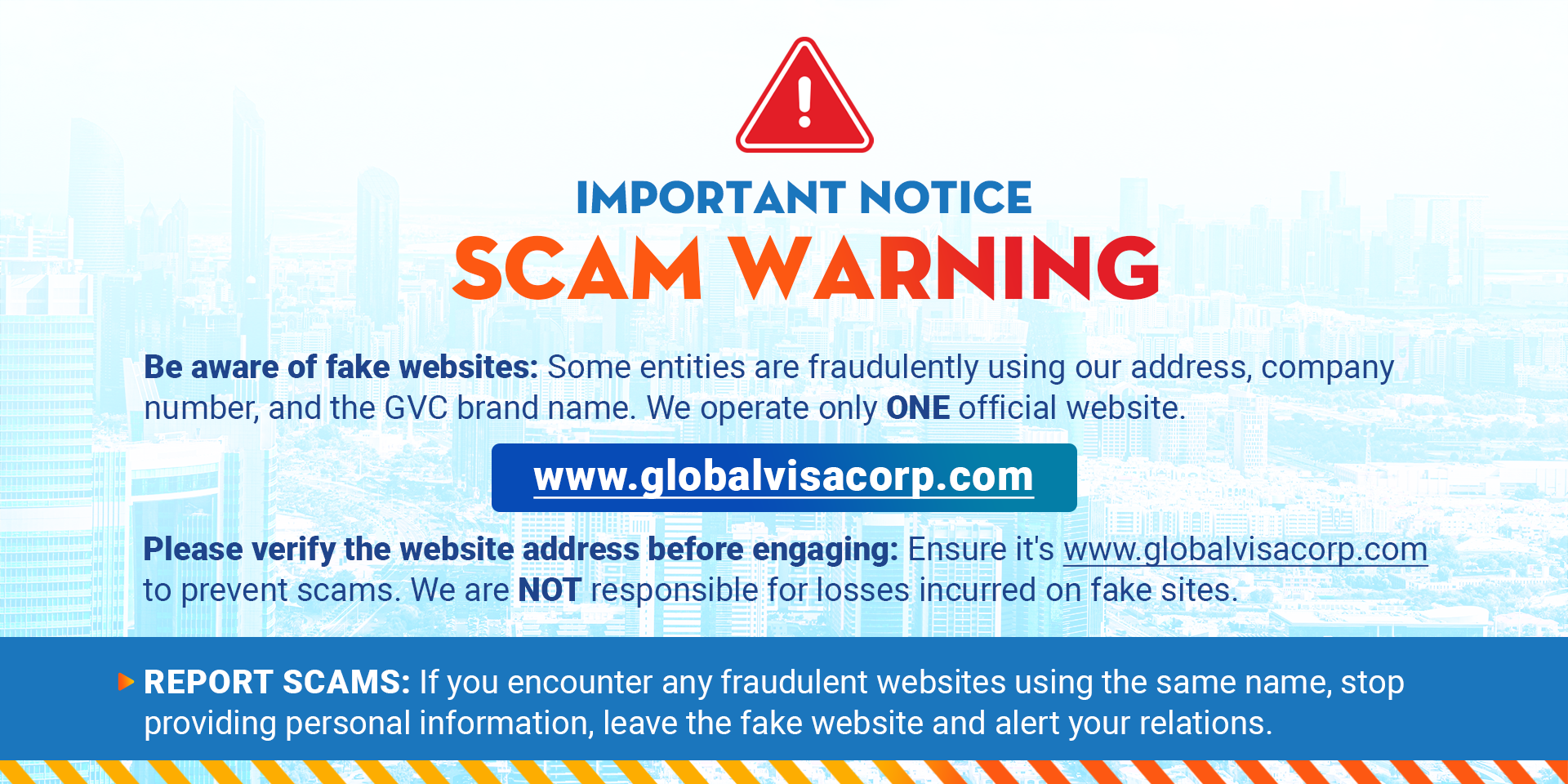 Beware of Fake Websites Impersonating Globalvisacorp.com
