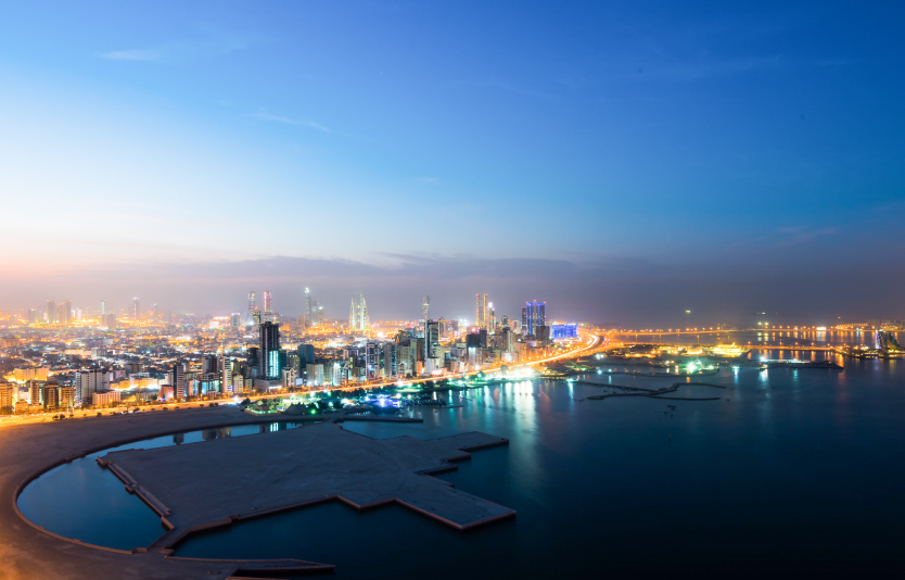 An arial view of Hoora during blue hour,Bahrain. An arial view of Hoora during blue hour,Bahrain.