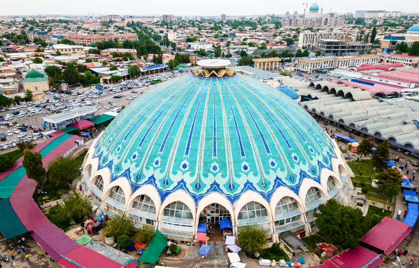 Tashkent, Uzbekistan Aerial view of the Chorsu market Tashkent, Uzbekistan Aerial view of the Chorsu market
