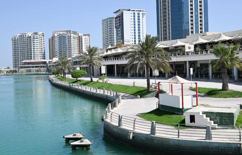 Bahrain, Amwaj Islands - aerial view over the buildings