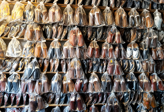 Traditional leather sandals, known as Peshawari Chappal