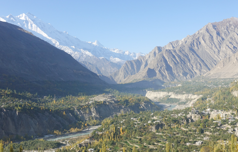 Hunza Valley unfolds in breathtaking layers of green terraces, rocky slopes