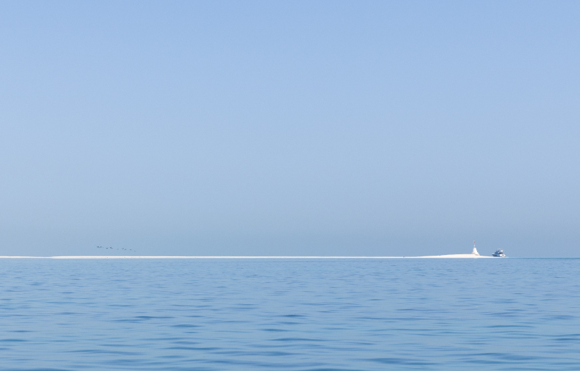Jarada island, a sand bar in the middle of the sea during low tide