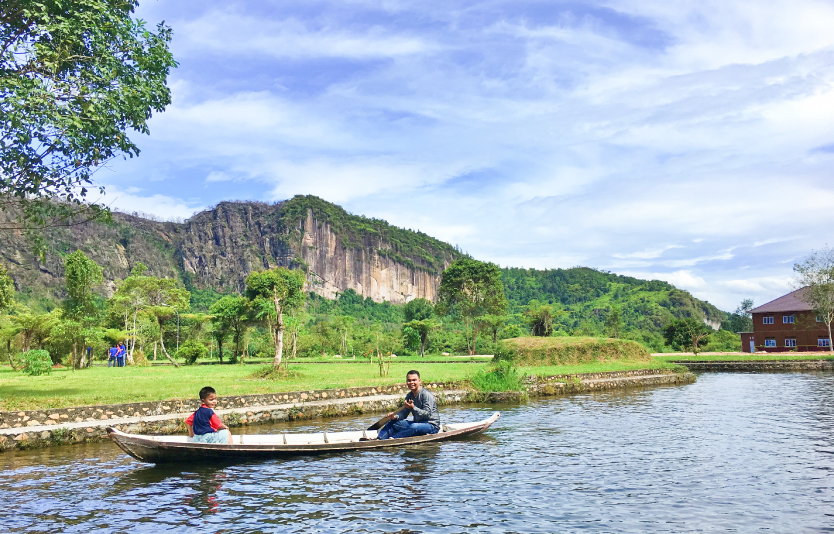 Local tourists canoeing at Harau Valley