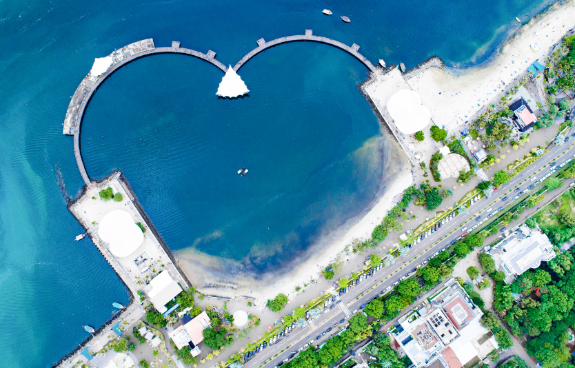 Aerial Photo of Ancol Beach, North Jakarta in the Shape Aerial Photo of Ancol Beach, North Jakarta in the Shape