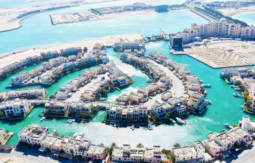 An Ariel view of the Floating City in Bahrain's luxury Amwaj Islands