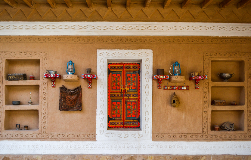 Interior of a traditional Arab mud house in Saudi Arabia Riyadh