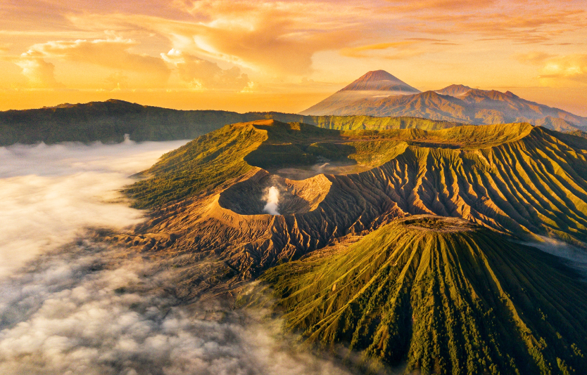 Bromo Tengger Semeru National Park is a surreal and desolate place of volcanic calderas Bromo Tengger Semeru National Park is a surreal and desolate place of volcanic calderas