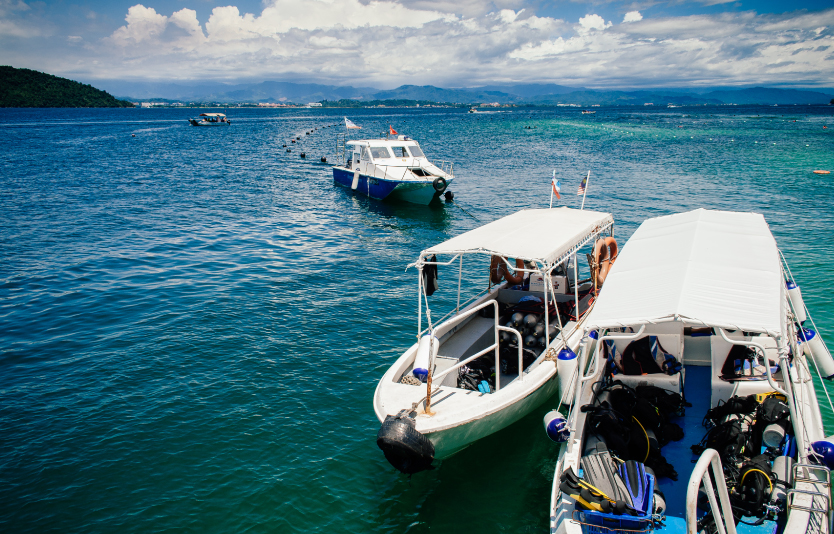 Fiberglass boats at Sapi Island 