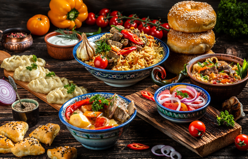 Uzbek cuisine is known for its rich tastes and variety
