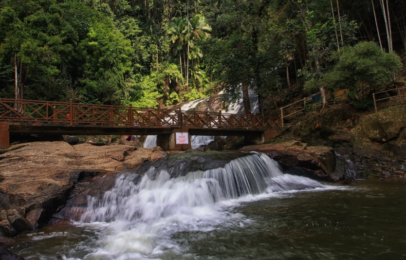 Kota Tinggi Waterfalls features several natural pools and is surrounded by lush rainforests 