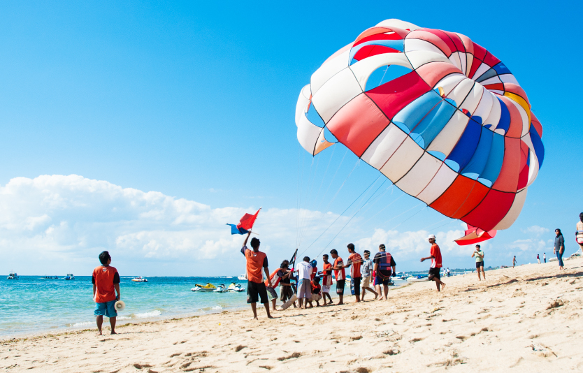 Visitors can kayak, wakeboard, surf, freedive, and parasail at Gili Islands