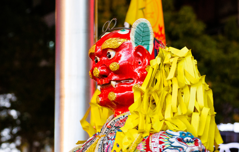 Folk-religion parades often take place at a temple