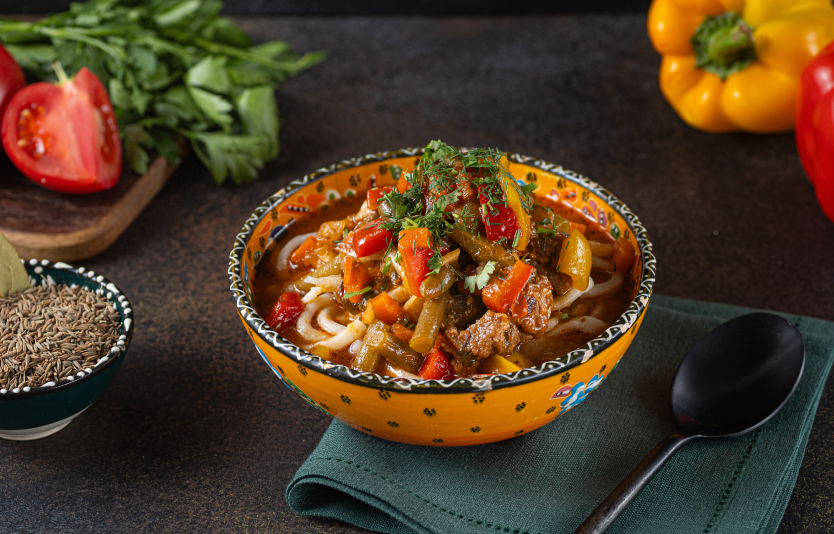 Lagman is a popular Uzbek noodle dish 