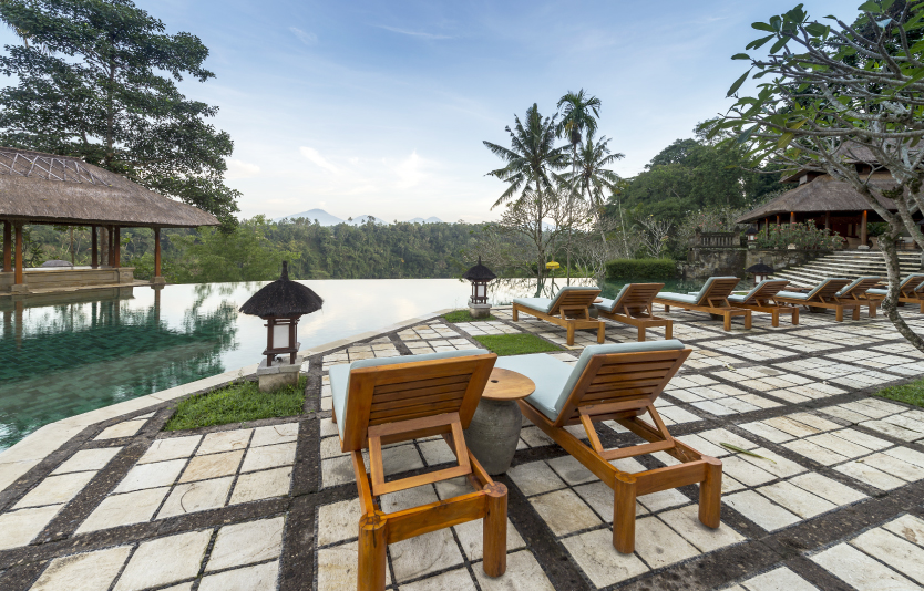Poolside view at Amandari in Ubud Bali 