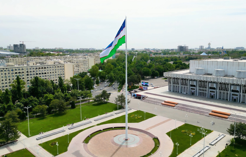 The flag represents a bridge between Uzbekistan's glorious
