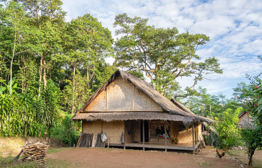 Traditional bamboo and wooden house of Badui or Baduy Luar aka Kanekes ethnic group