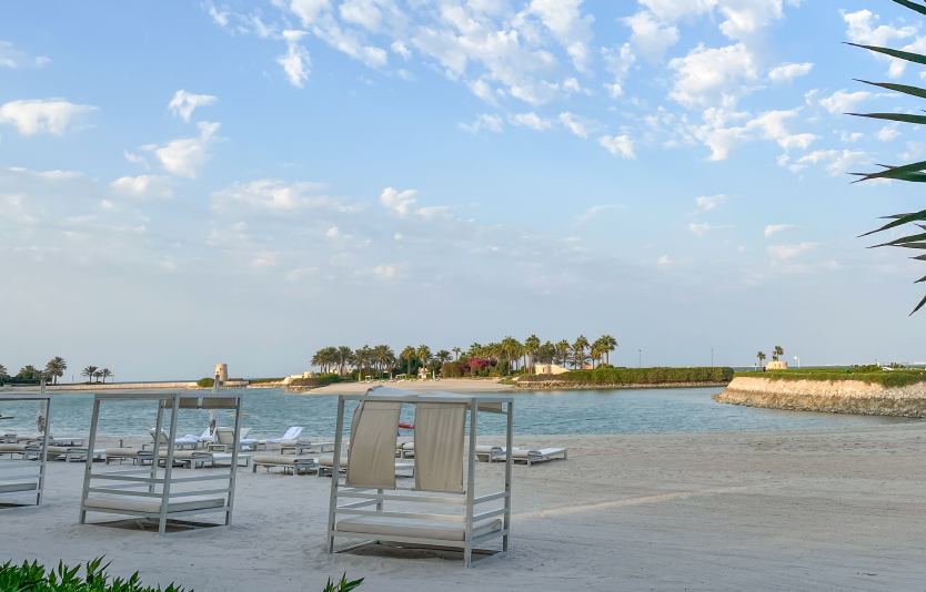 View on a Bahrain beach resort Gazebos