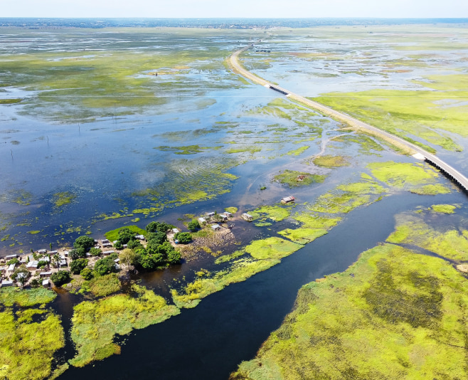 Aerial panoramic view of the Barotse Floodplain