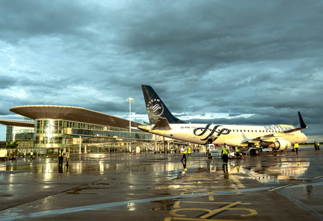 A plane at the Lusaka international airport in Zambia
