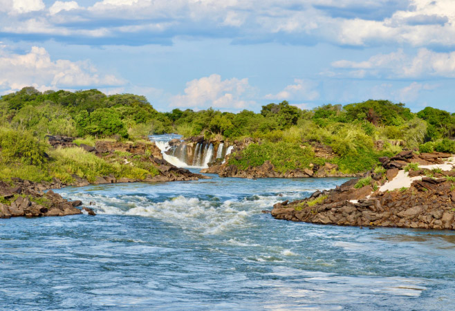 Ngonye falls mark the transition point of the Zambezi River’s