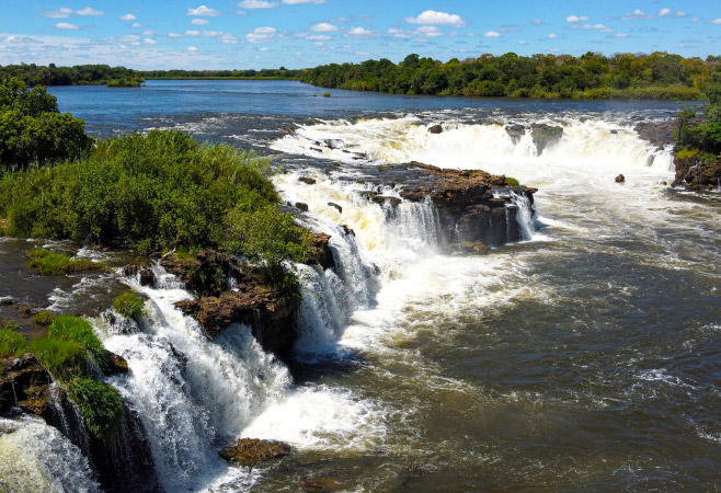 Ngonye waterfalls on the Zambezi River in Zambia