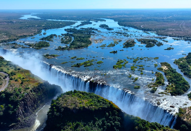 Victoria Falls at Livingstone in Northern Rhodesia, Zambia