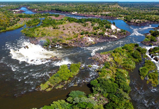 View on Ngonye waterfalls on the Zambezi River